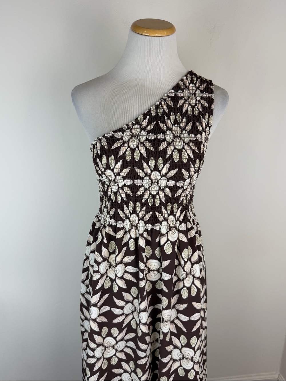 NWT Hill House Thea Nap Midi Dress Brown Mosaic Chocolate Shell Size S - Picture 5 of 9